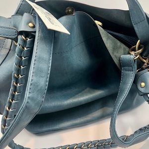 Cat Walk Studios Multi Versatile Bag Purse Vegan Leather Midnight Slate Blue NWT